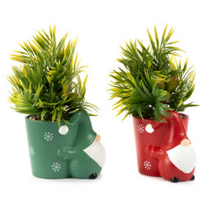 Aspettiamo tutti insieme il Natale! Vaso gnometto piantina, realizzato in ceramica. Vendibile a multipli da due come indicato in foto.