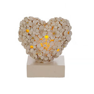 Lampada cuore led decorata con fiorellini