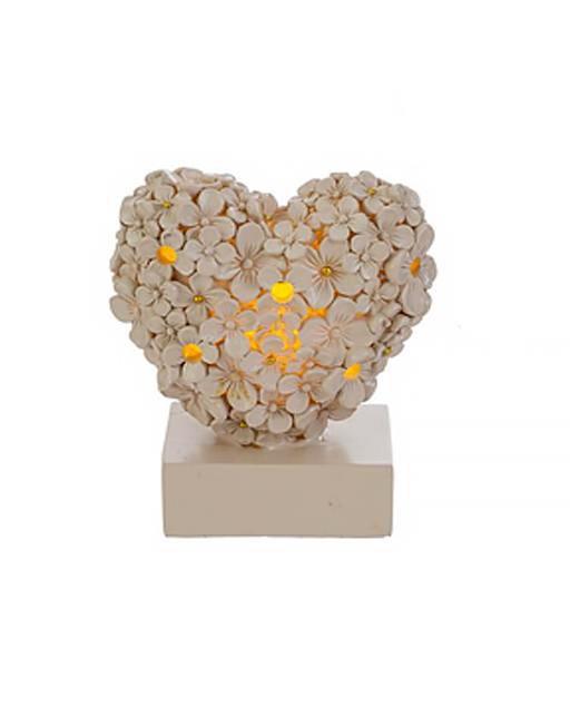 Lampada cuore led decorata con fiorellini
