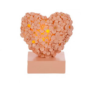 Lampada cuore led decorata con fiorellini