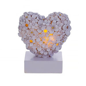 Lampada cuore led decorata con fiorellini