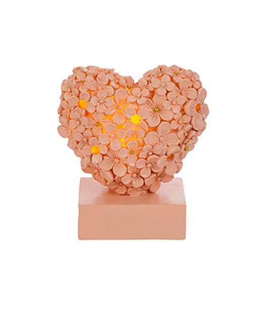 Lampada cuore led decorata con fiorellini