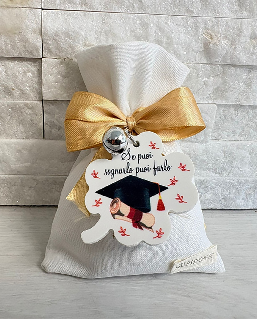 Sacchetto con portachiavi quadrifoglio Laurea