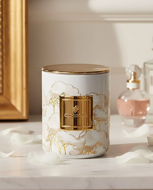 Candela linea intrecci avorio decorato in stile floreale. Nuova collezione 2026
