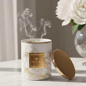 Candela linea intrecci avorio decorato in stile floreale. Nuova collezione 2026