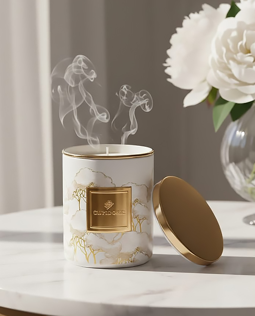 Candela linea intrecci avorio decorato in stile floreale. Nuova collezione 2026