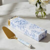 Paletta torta decorazione celeste con manico decorato