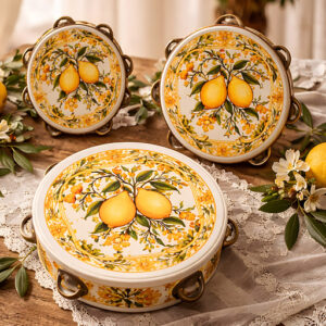 Bomboniera tamburello con limoni siciliani