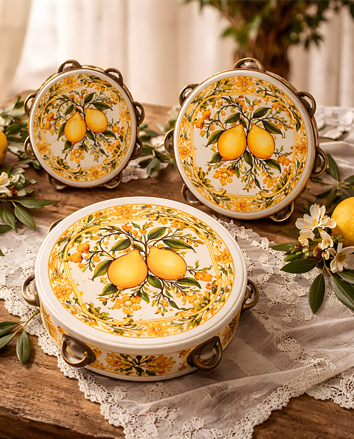 Bomboniera tamburello con limoni siciliani