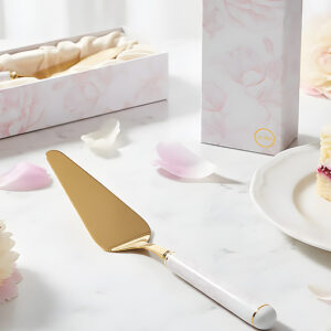 Paletta torta decorazione rosa con manico decorato.