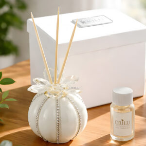 Profumatore zucca rosa o bianco con strass e petali in swarovski