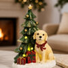 Albero di Natale con cagnolino luce led realizzato in resina